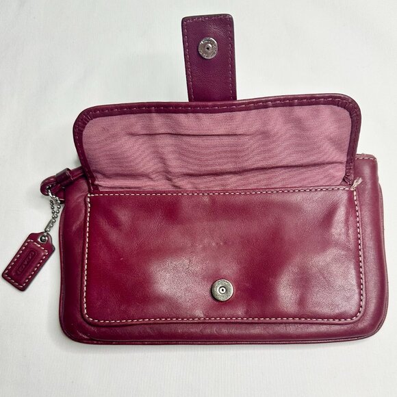 COACH Vintage Hampton Silver Buckle Currant Leather Large Skinny Wristlet - Picture 5 of 12